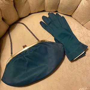 Vintage Green Purse and Gloves